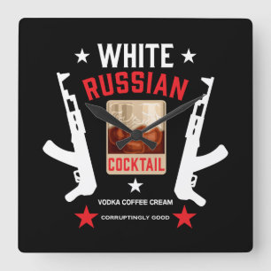 Relógio Quadrado Cocktail russo branco