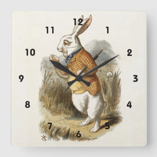 Relógio Quadrado Coelho Branco de Alice no País das Maravilhas da A