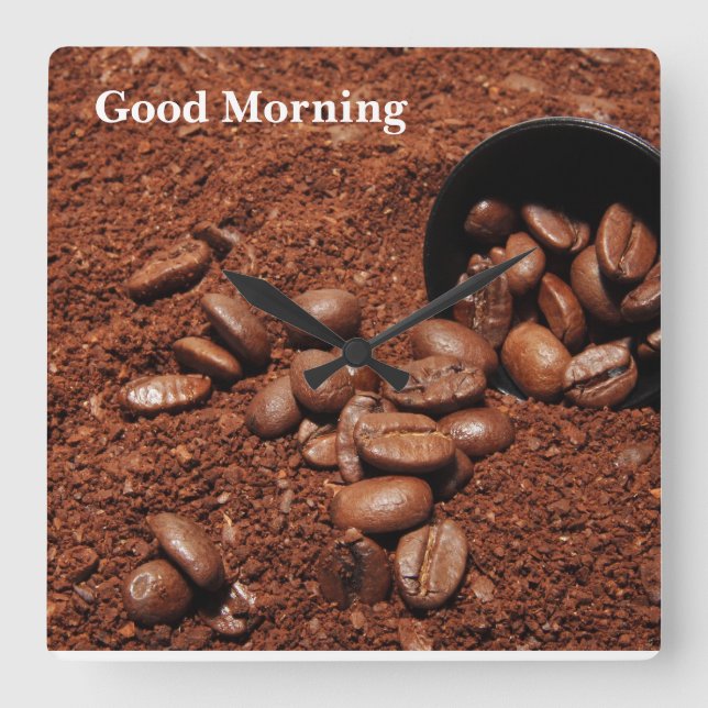 Relógio Quadrado Coffee Grounds Roasted Beans Business Card (Frente)