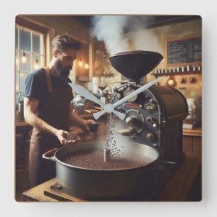 Relógio Quadrado Coffee Roaster