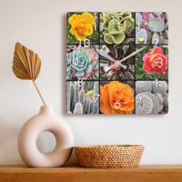 Colagem de fotografias de flores de rosas cactos s