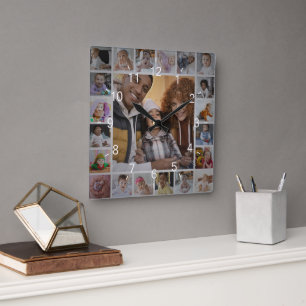 Relógio Quadrado Colagem de Fotografias do Design 21