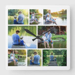 Relógio Quadrado Colagem de Fotografias do Modern Na moda 8