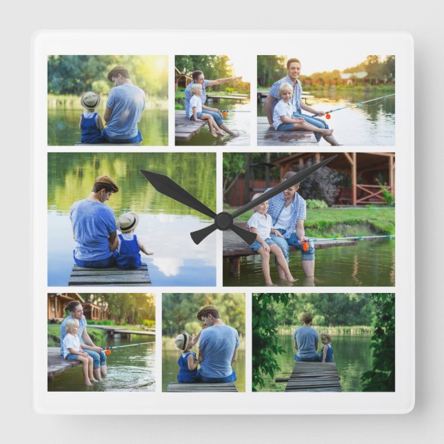 Relógio Quadrado Colagem de Fotografias do Modern Na moda 8 (Frente)