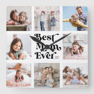 Relógio Quadrado Colagem de Fotografias legal Personalizada da Melh