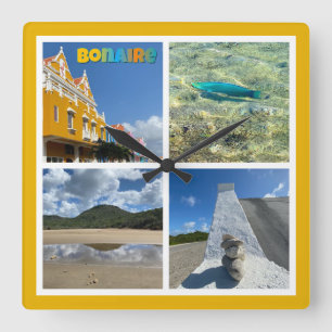 Relógio Quadrado Colagem de Fotos Cênicas Bonaire