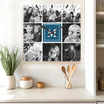 Relógio Quadrado Colagem de Fotos da Família de Marinhos Monogramas<br><div class="desc">Colagem de Fotos da Família Monogramas. Uma bela decoração para qualquer quarto. Personalize este design personalizado com o seu próprio monograma inicial ou texto.</div>