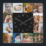 Relógio Quadrado Colagem de Fotos Personalizada da Família Simples<br><div class="desc">Colagem de fotos simples e moderna do Instagram, perfeita para 16 memórias favoritas serem gratas neste relógio de manutenção com design minimalista. Perfeito como presente para a família ou melhores amigos, aquecimento doméstico, ou recém-casados, mas também um presente perfeito para você mesmo, um lembrete diário de como você é sortudo....</div>