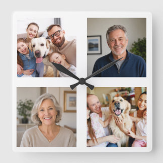 Relógio Quadrado Colagem de Fotos Personalizadas Família Imagem de 