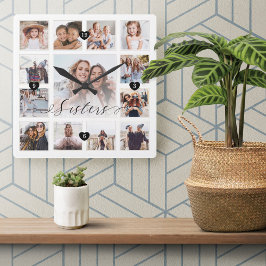 Relógio Quadrado Colagem de Grade de Fotografias da Memória da Famí