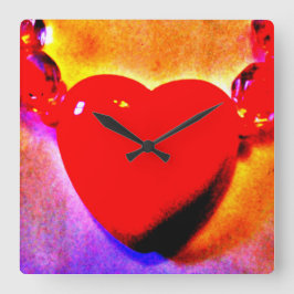 Relógio Quadrado Colar Vermelho