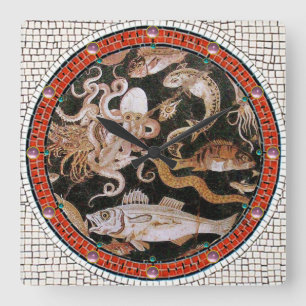 RELÓGIO QUADRADO COLEÇÃO DE POMPEII/OCEANO - CENA DA VIDA MARINHA