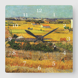 Relógio Quadrado Colheita em La Crau, com Montmajour...