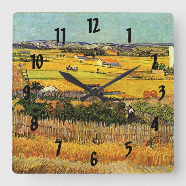Relógio Quadrado Colheita em La Crau, com Montmajour. (Frente)