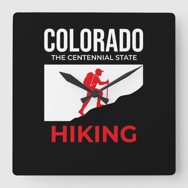 Relógio Quadrado Colorado Hiking – The Centennial State USA (Frente)