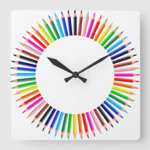 Relógio Quadrado Colored pencils clock