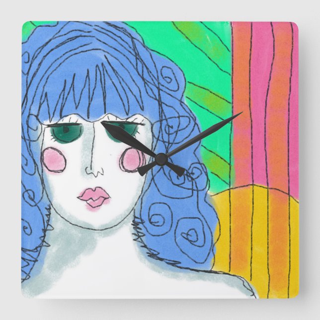 Relógio Quadrado Colorful Abstract Art Large Clock (Frente)