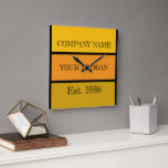 Relógio Quadrado Coloured Block Style Company Name<br><div class="desc">Coloured Block Style Company Name Wall Clock by The Business Card Store.</div>