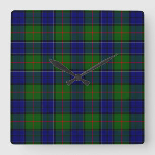 Relógio Quadrado Colquhoun tartan xadrez verde azul