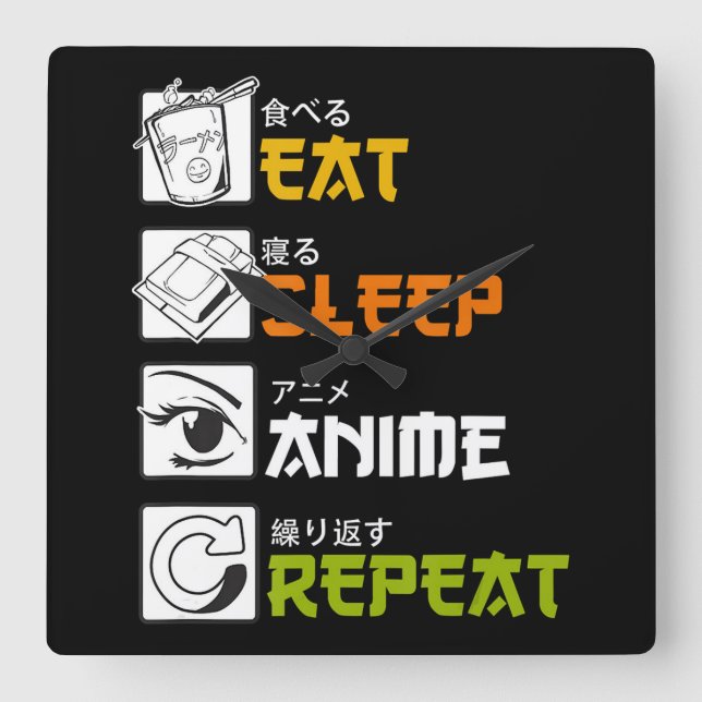 Relógio Quadrado Coma anime adormecido Repetir presente Ideia Cospl (Frente)