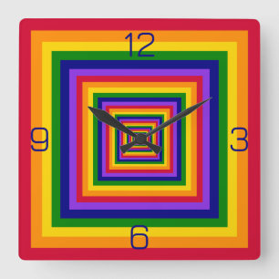 Relógio Quadrado Combinação de cores arco-íris/Combinação de quadra