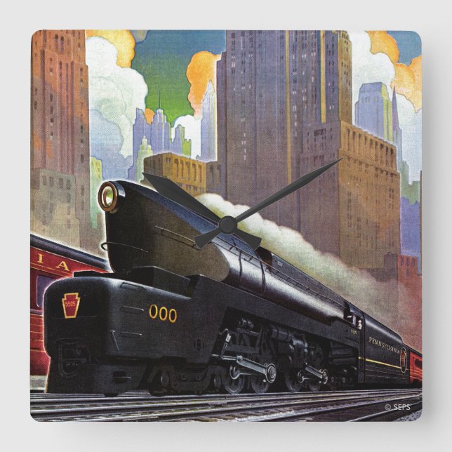 Relógio Quadrado Comboio da Pensilvânia por desconhecido (Frente)