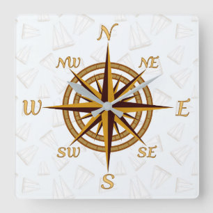 Relógio Quadrado Compass Rose