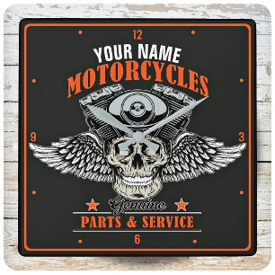 Relógio Quadrado Compro de Motociclos Personalizados do Crânio Voad