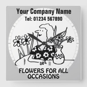 Relógio Quadrado Compro Flor Muro Florista