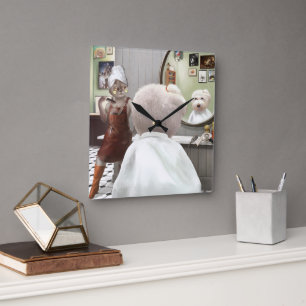 Relógio Quadrado Compro Whimsical Pet Barber