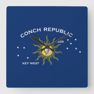 Relógio Quadrado Conch Republic Flag Key West Florida