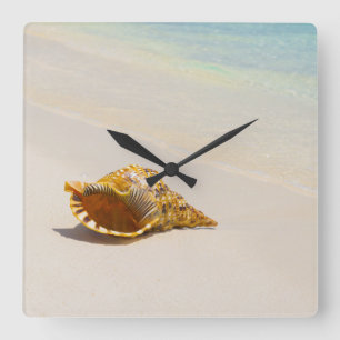 Relógio Quadrado Conch Shell na praia 3