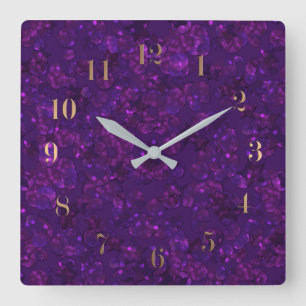 Relógio Quadrado Confetti roxo