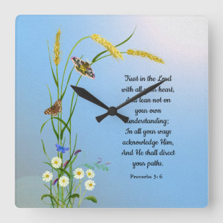 Relógio Quadrado Confie no Senhor com toda a sua Bíblia cardíaca Ve