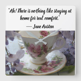 Relógio Quadrado Conforto de casa citação de Jane Austen