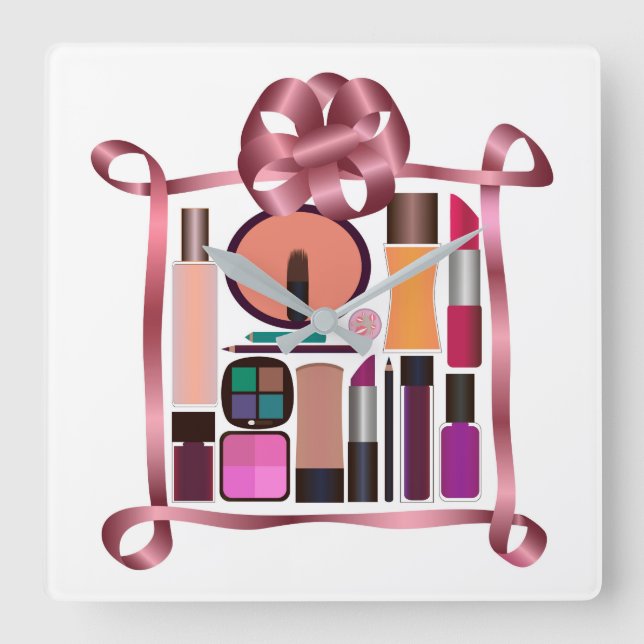 Relógio Quadrado Conjunto de cosméticos (Frente)