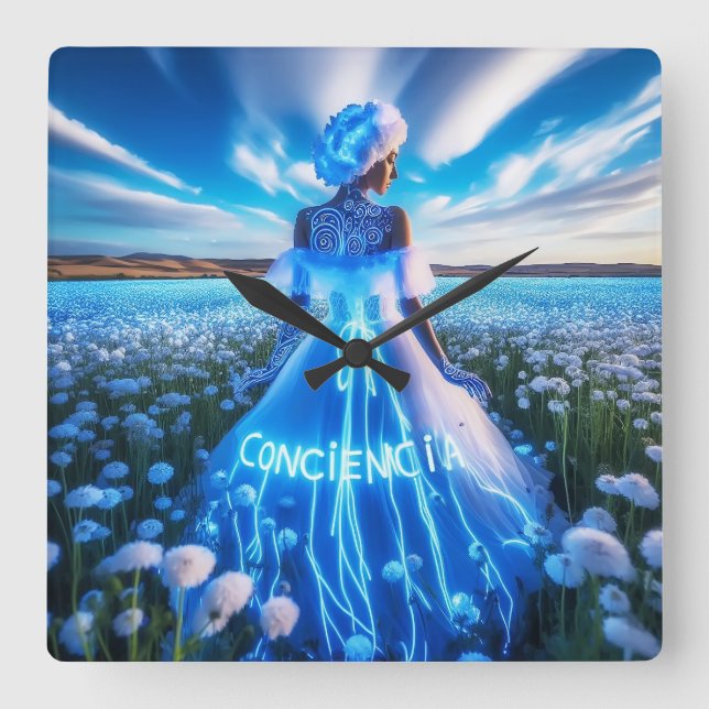 Relógio Quadrado Consciousness / Conciencia (Frente)