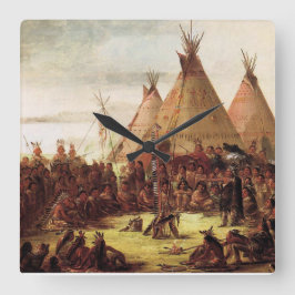 Relógio Quadrado Conselho de Guerra Sioux George Catlin Circa 1850