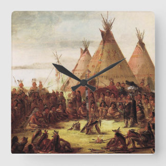 Relógio Quadrado Conselho de Guerra Sioux George Catlin Por volta d