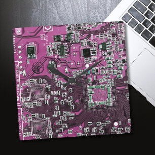 Relógio Quadrado Conselho do circuito do Geek do computador - Roxo