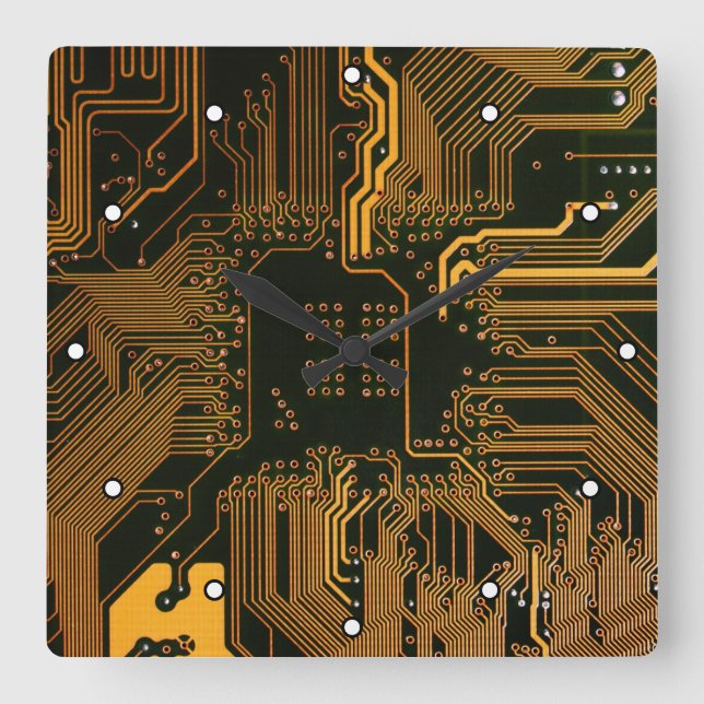 Relógio Quadrado Conselho Nerd de saída PCB Laranja Circuito Eletrô (Frente)