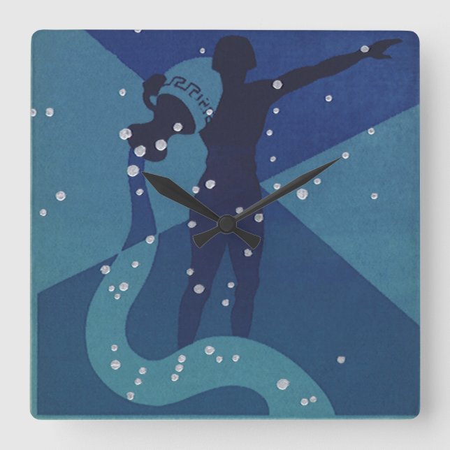 Relógio Quadrado Constelação Aquarius, Astrologia Zodiac Vintage (Frente)