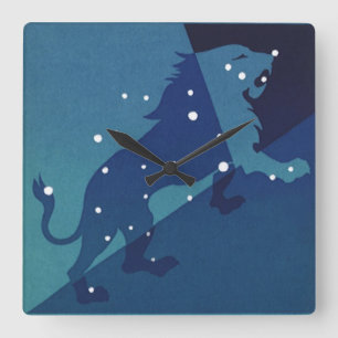 Relógio Quadrado Constelação Leo Lion Vintage Astrologia Zodiac