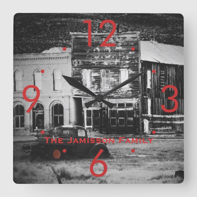 Relógio Quadrado Construções velhas com o pulso de disparo (Frente)