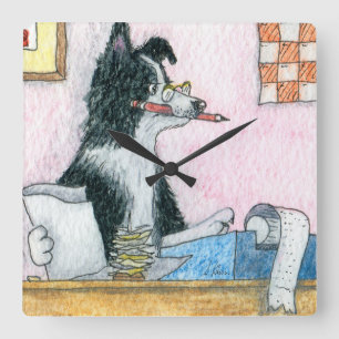 Relógio Quadrado Contabilista de Collie de Borda