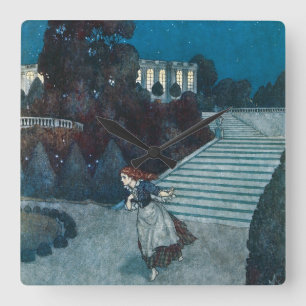 Relógio Quadrado Conto de Fadas Vintage, Cinderela por Edmund Dulac