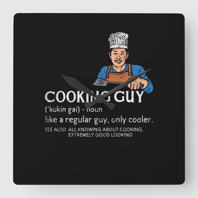 Relógio Quadrado Cooking Guy Definition (Frente)