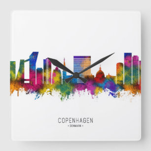 Relógio Quadrado Copenhagen Denmark Skyline