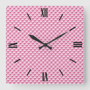 Relógio Quadrado Cor-de-rosa, aspecto de esmalte, grelha estendida