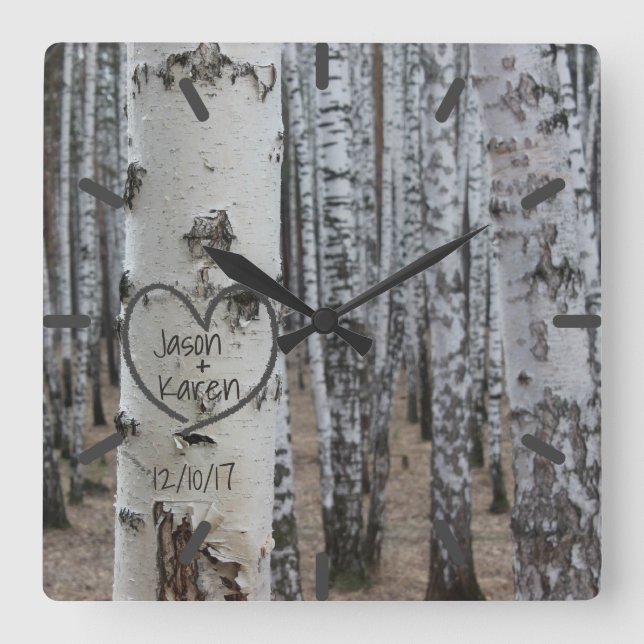 Relógio Quadrado Coração Cravado pela Rússia do País Personalizado (Frente)